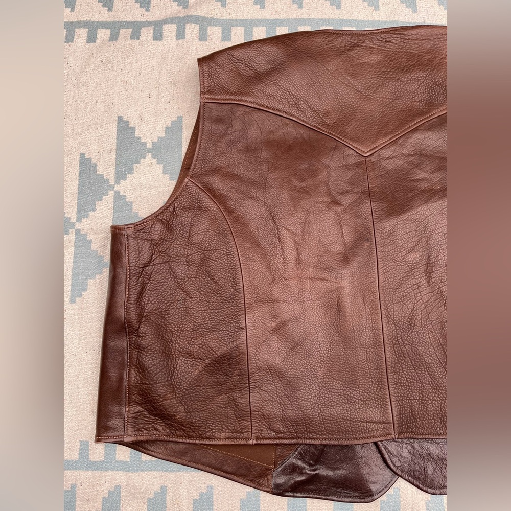 Coronado Bison Leather Laredo Concealed Carry Western Vest Brown Handmade Retro - Picture 4 of 16